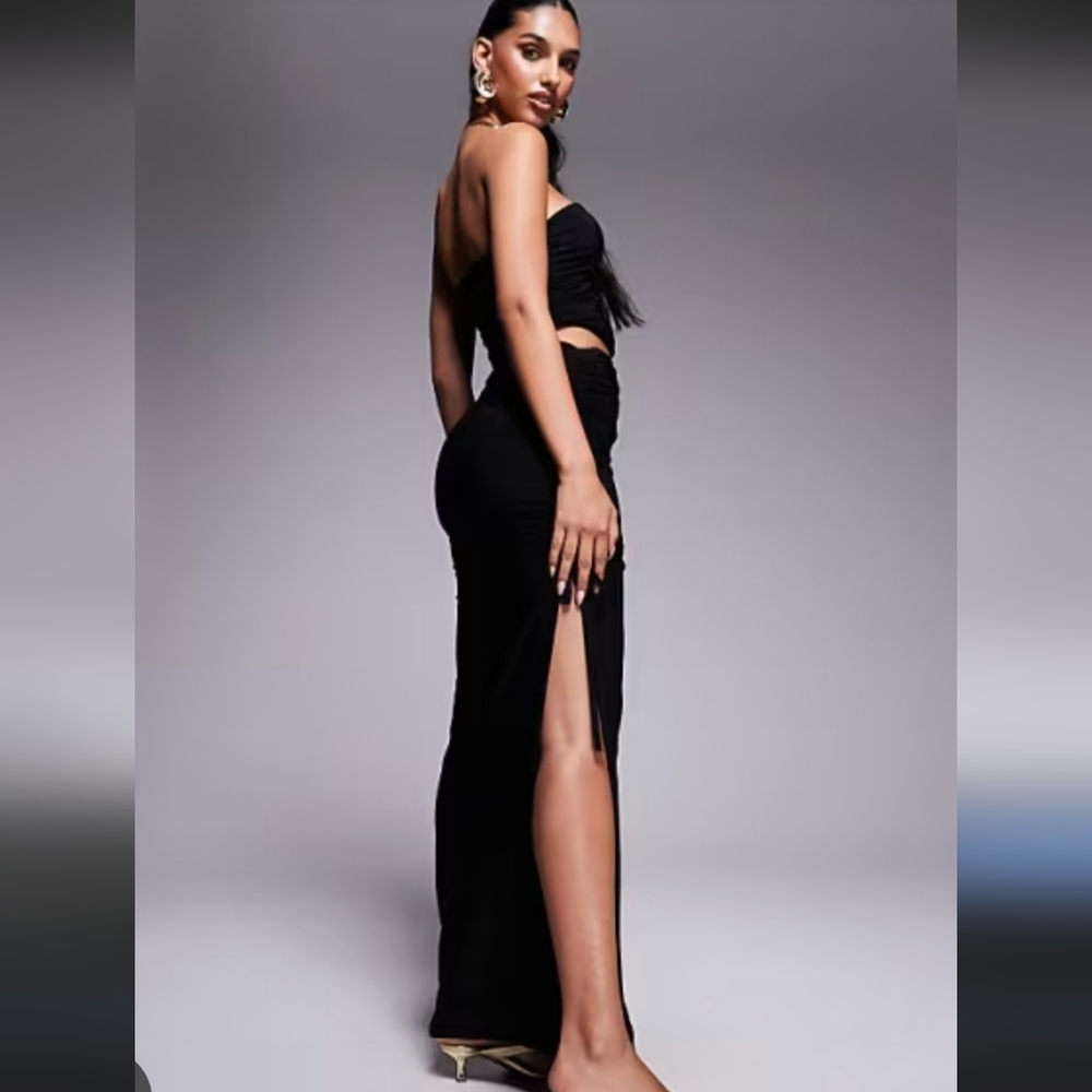 Urban Outfitters Slinky Side Knot Thigh High Slit Maxi Skirt